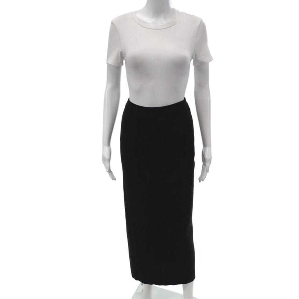 Eileen Fisher Womens Black Long Wool Straight Pencil Skirt Size L